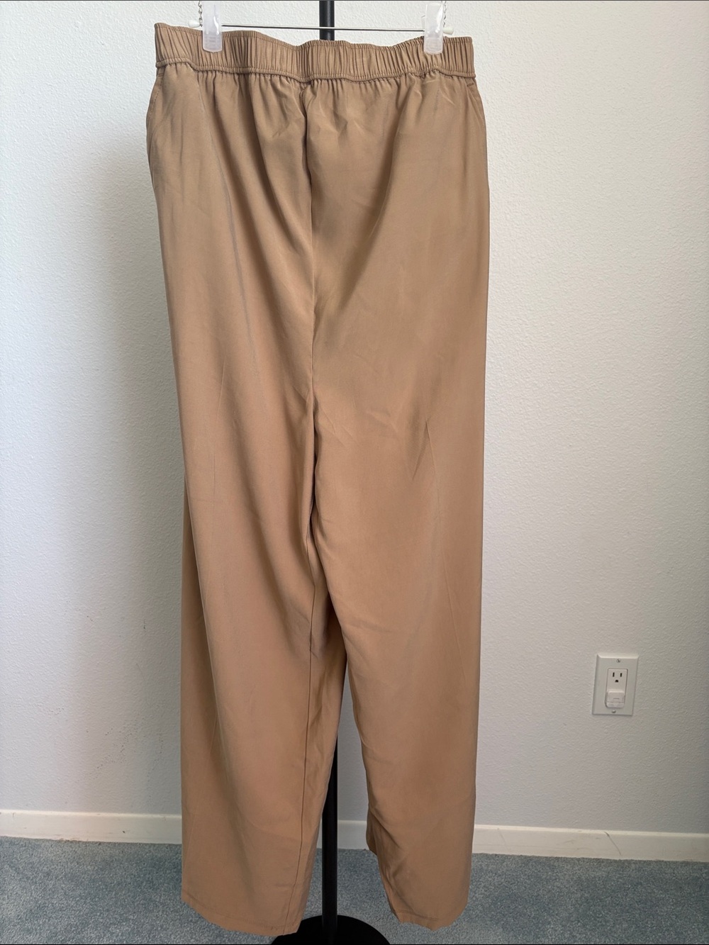 Wide-Leg Women's Pants in Tan — Casual Flare Trousers women XS pre-pregnacy size